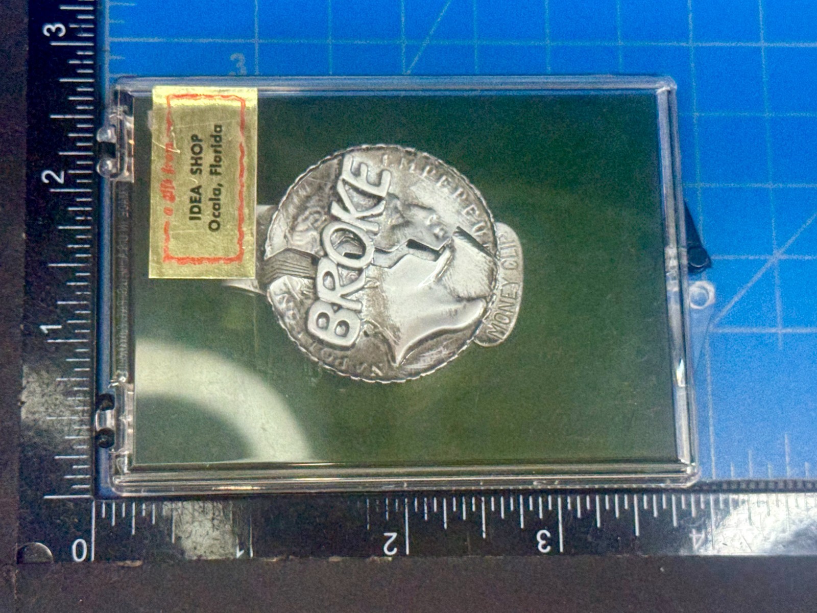 BROKE Coin Design Silver Color Vintage Novelty Money Clip Bill Holder in case