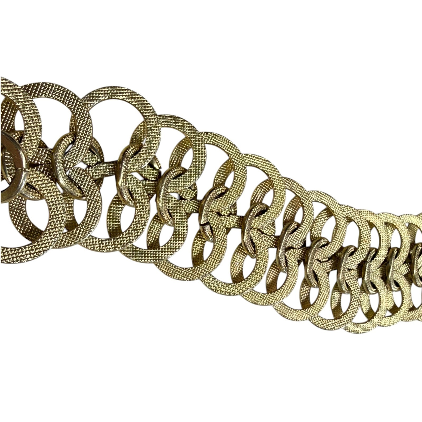 Vintage Gold Tone Textured Multi Link Chain Belt Maria Theresia Coin Charm 1780