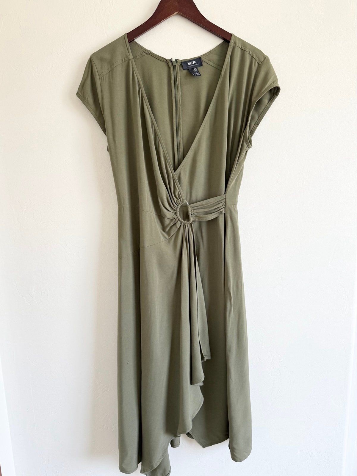 Maeve by Anthropologie Rayna Midi Wrap Dress in Green Size 8