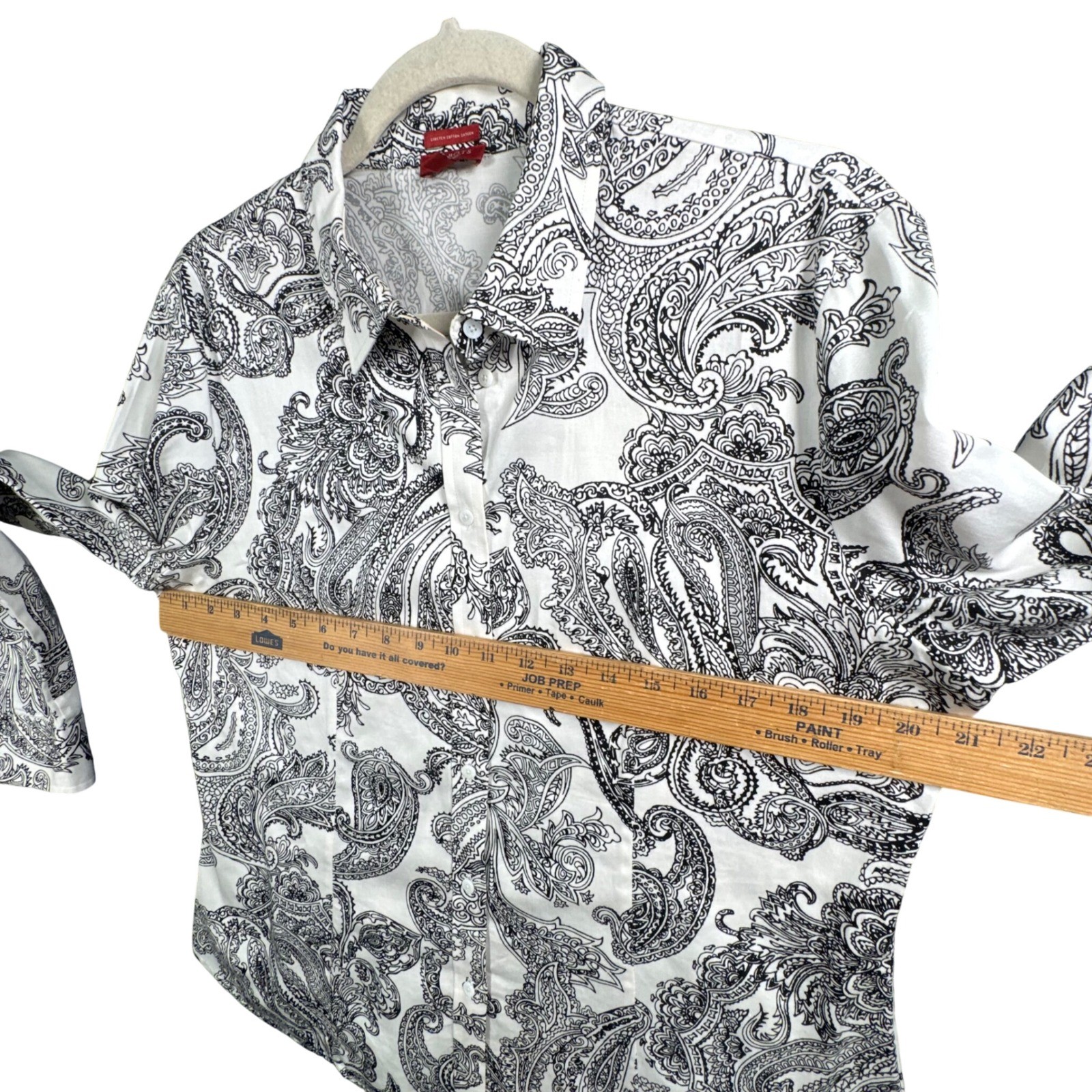 Talbots Paisley Sateen Button Down Shirt 14 Old Money Quiet Luxury Preppy Office