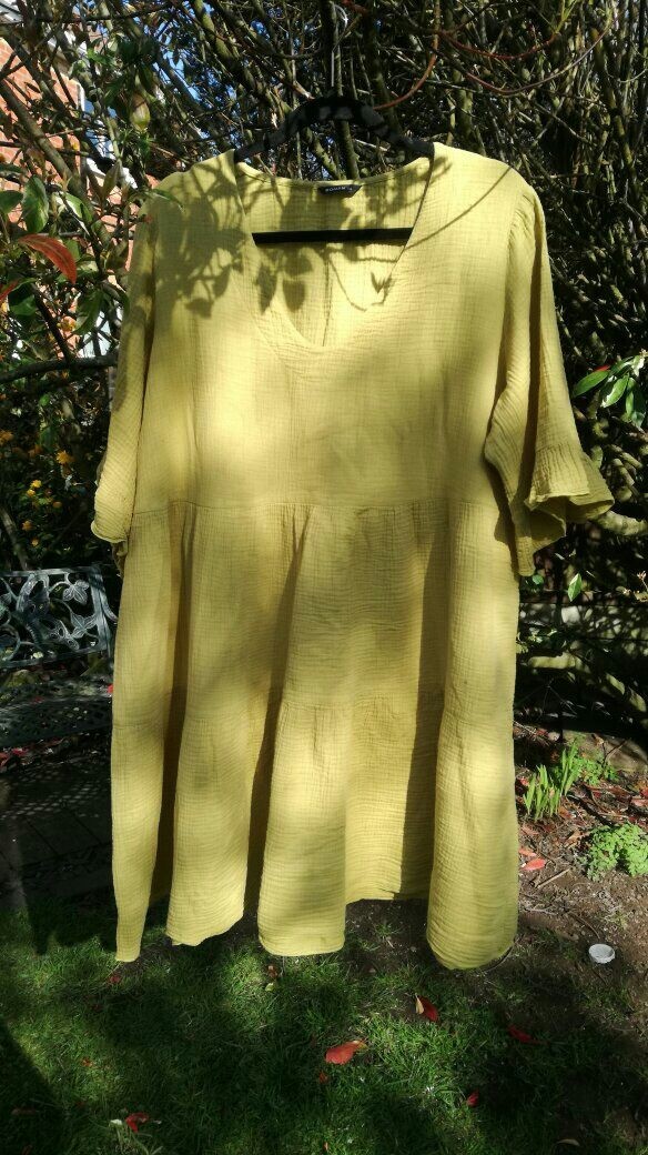 ROMAN TEXTURED TIERED COTTON SMOCK DRESS SIZE 20