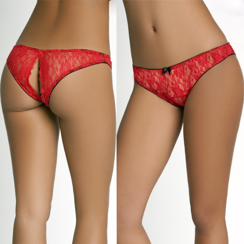 Sexy Women Sheer Lace Thong G-string Briefs Crotchles Panties Lingerie Underwear