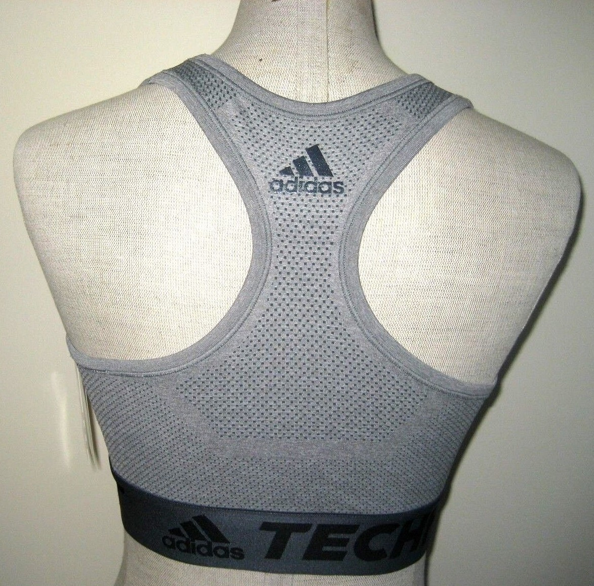 Adidas Women’s Techfit Primeknit sports bra Gray Heather Black NWT Free Ship