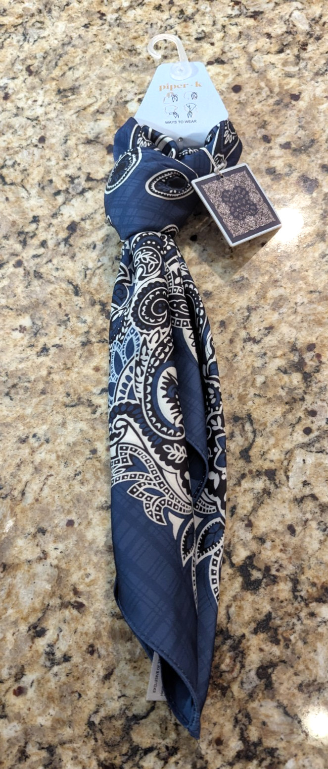 Piper K Women’s Scarf 26.8″ x 26.8″ Navy Blue Paisley