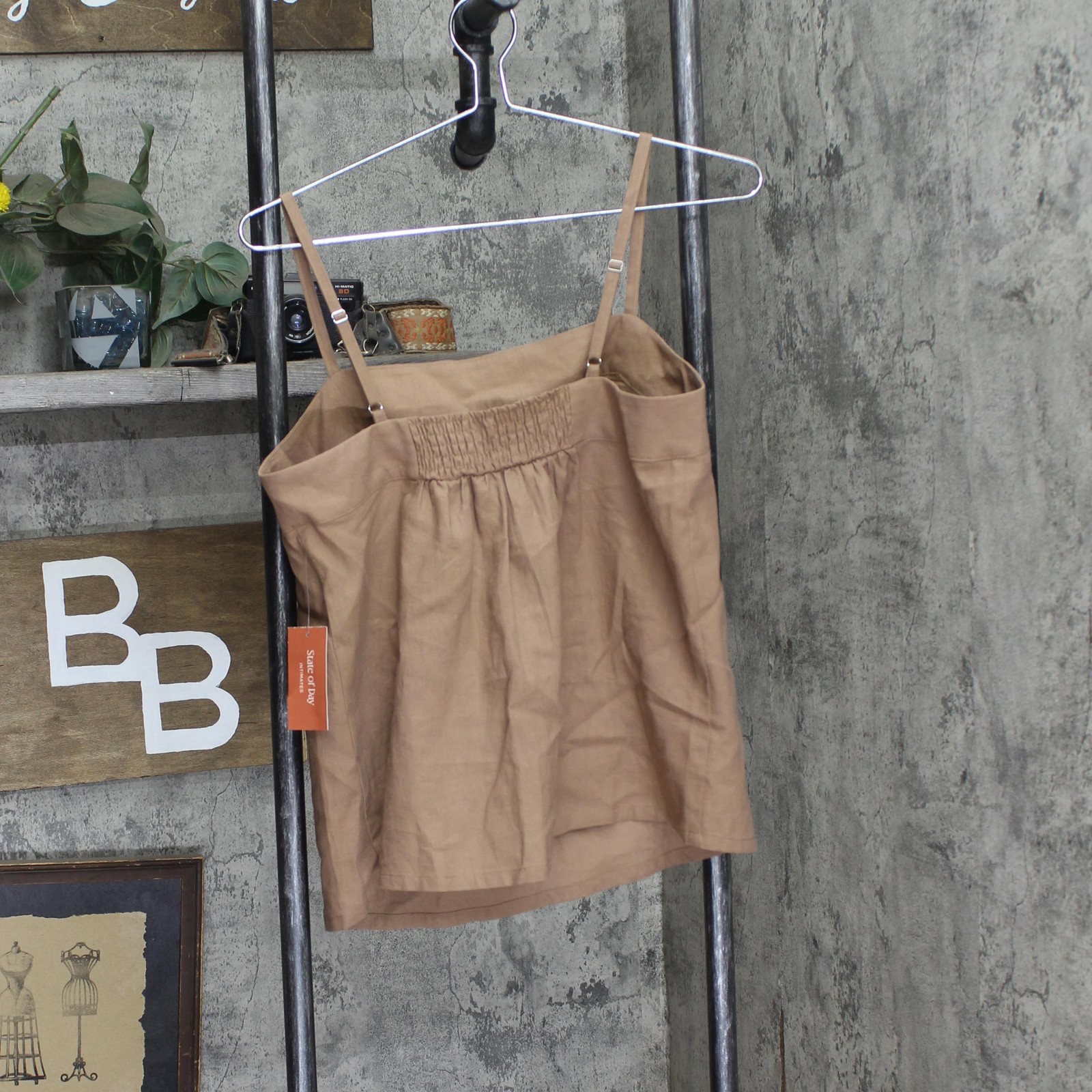 state of Day Linen Blend 2-Pc. Sleeveless Pajama Shorts Natural Umber Brown S
