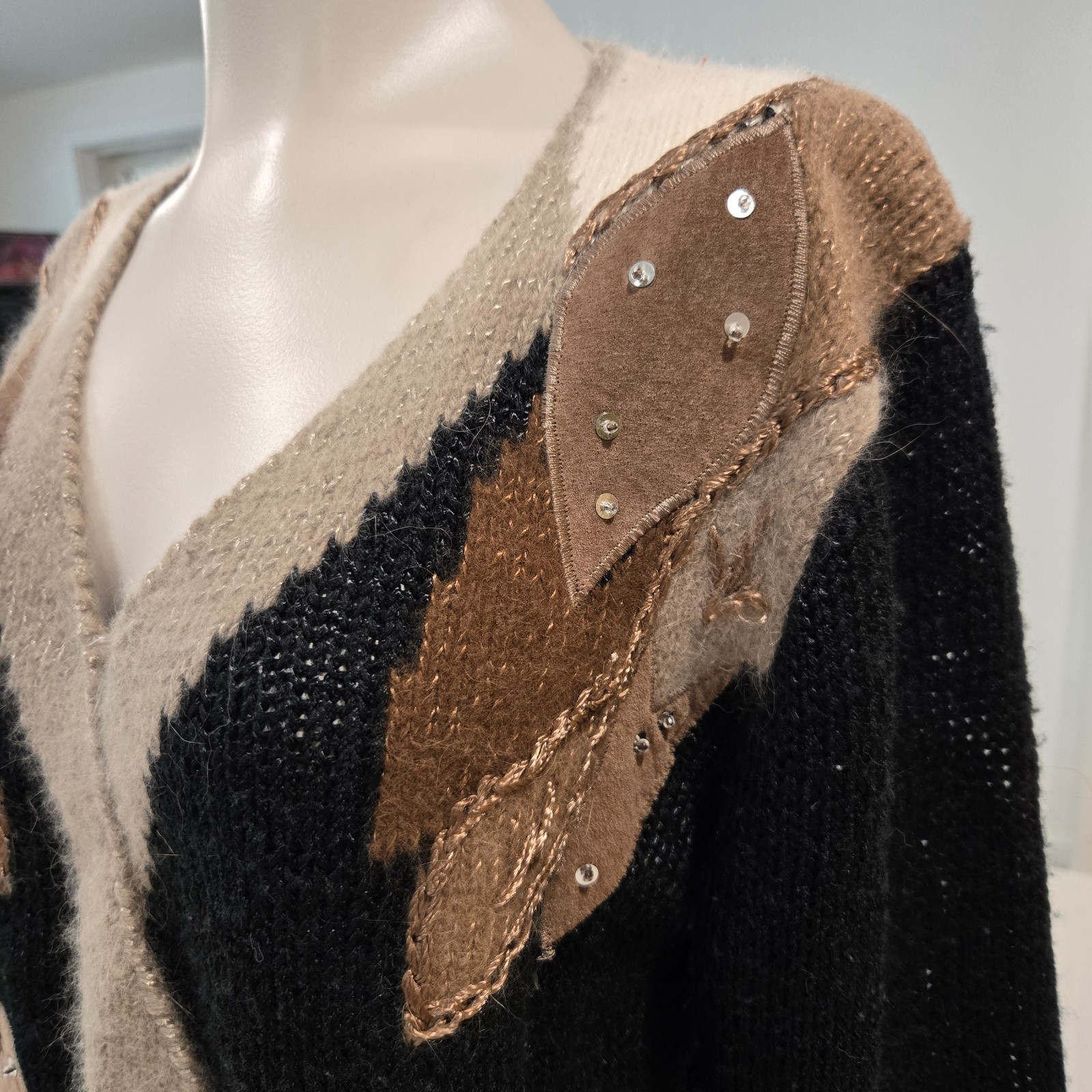 Vtg 80s 90s Womens Small Wool Angora Blend Sweater Ginenne Retro Grandmacore