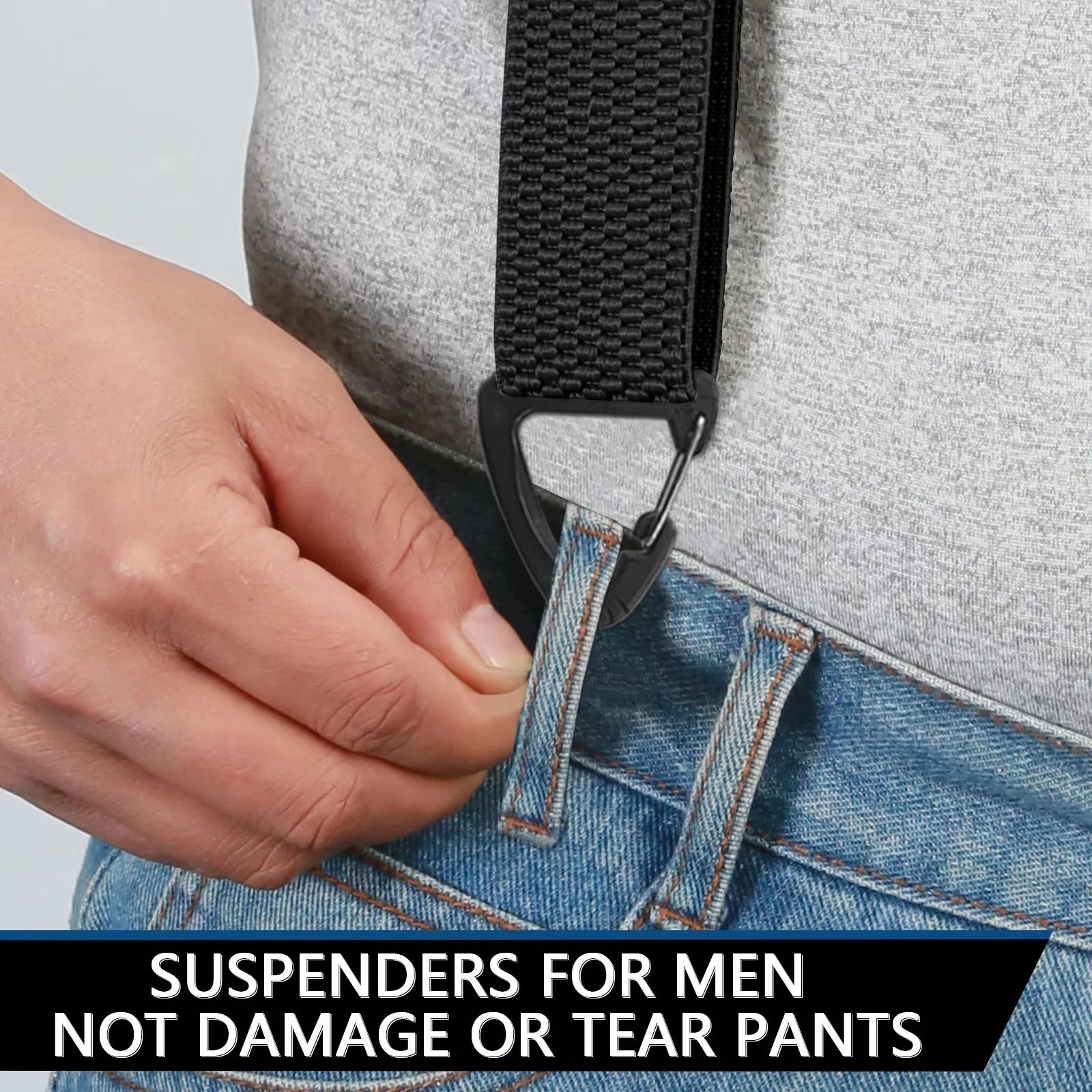 Heavy Duty Suspenders for Men Adjustable Elastic Y/X Back Work Hidden Undershirt