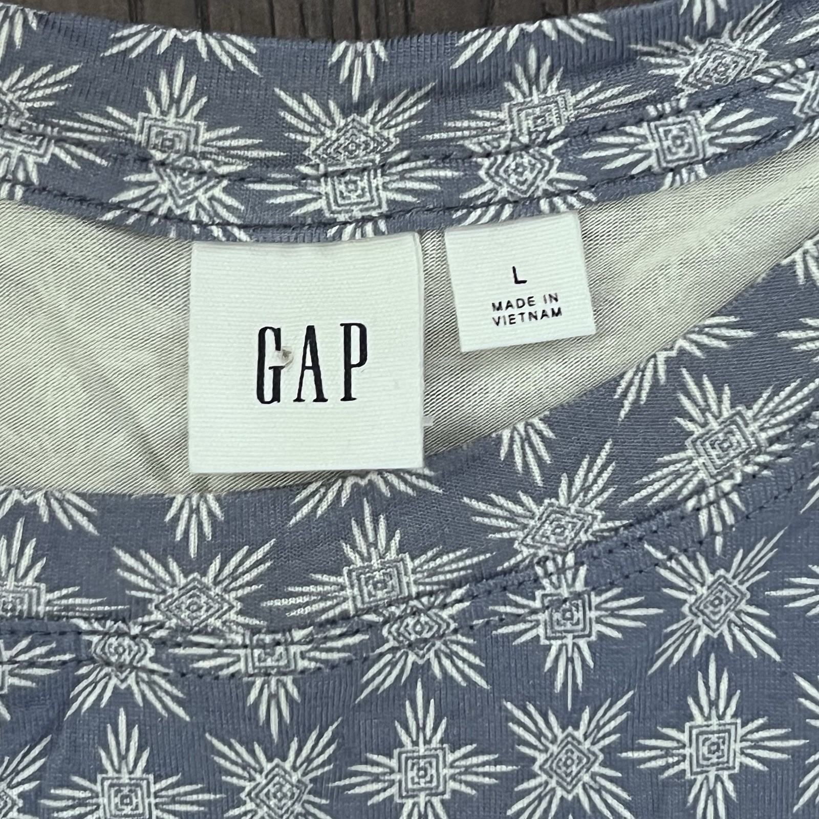 Gap Geometric All over Print Blue Sleeveless Tank Dress L Y2K Style Minimalist