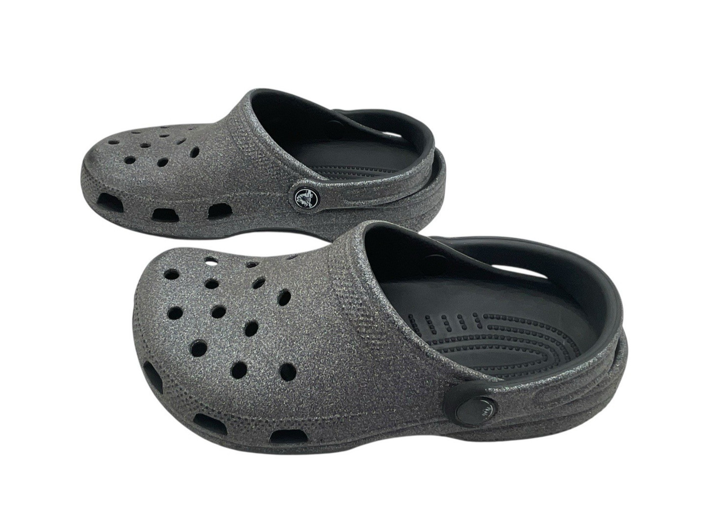 Crocs Classic Clogs Gray Black Glitter Comfort Slip On Shoes Size Men 4 Women 6