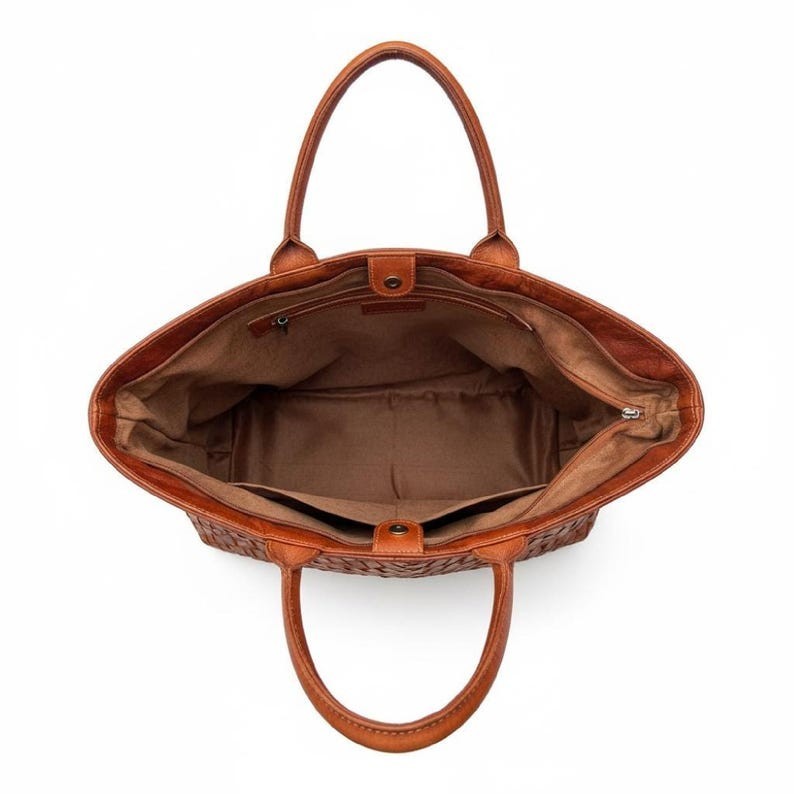 Handmade Moroccan Leather Bag | Braided Leather Tote | Marrakech Artisan Bag | L