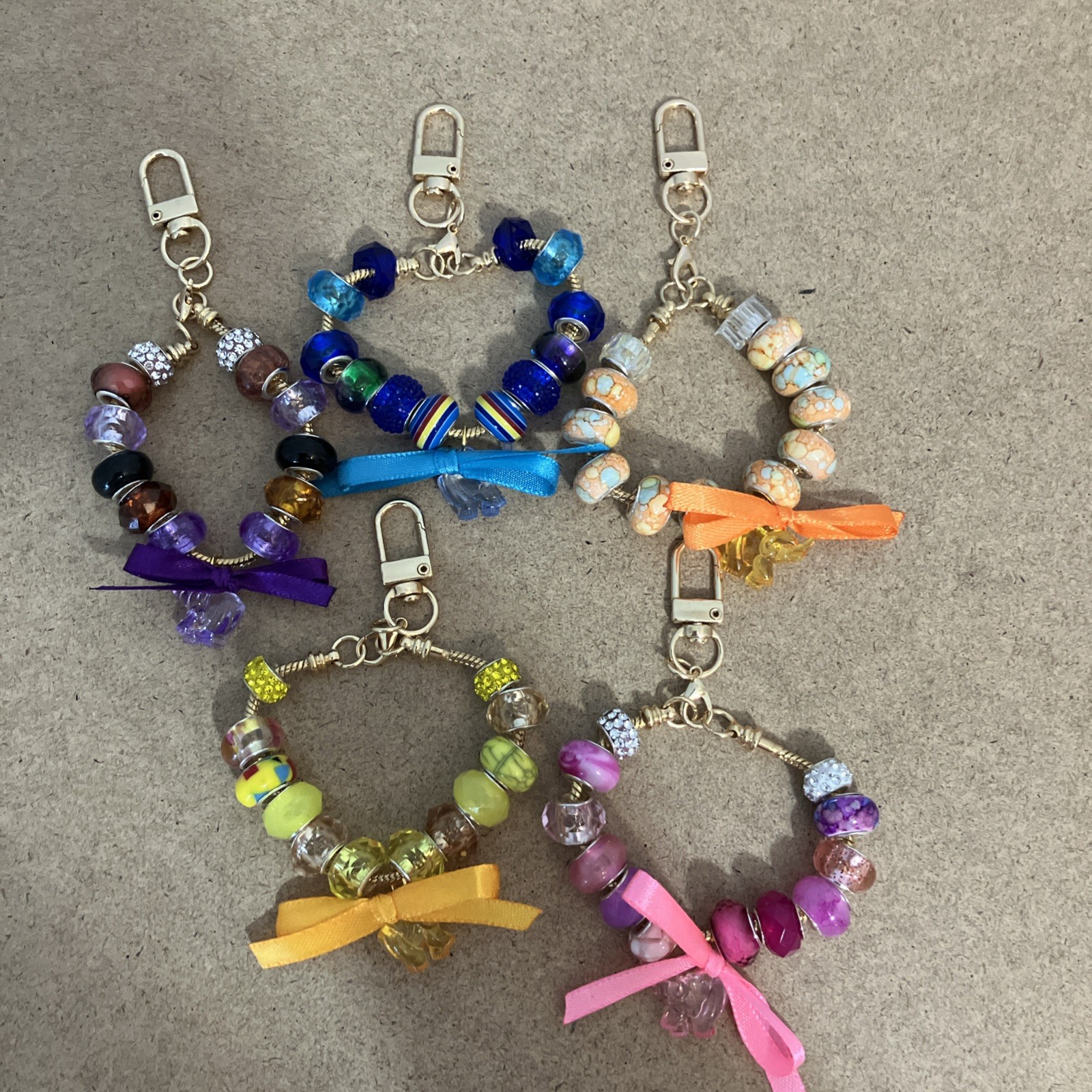 Beaded Keychain Purse Decor Unisex 5 Pcs Pendant Gift All Occasions Elephant