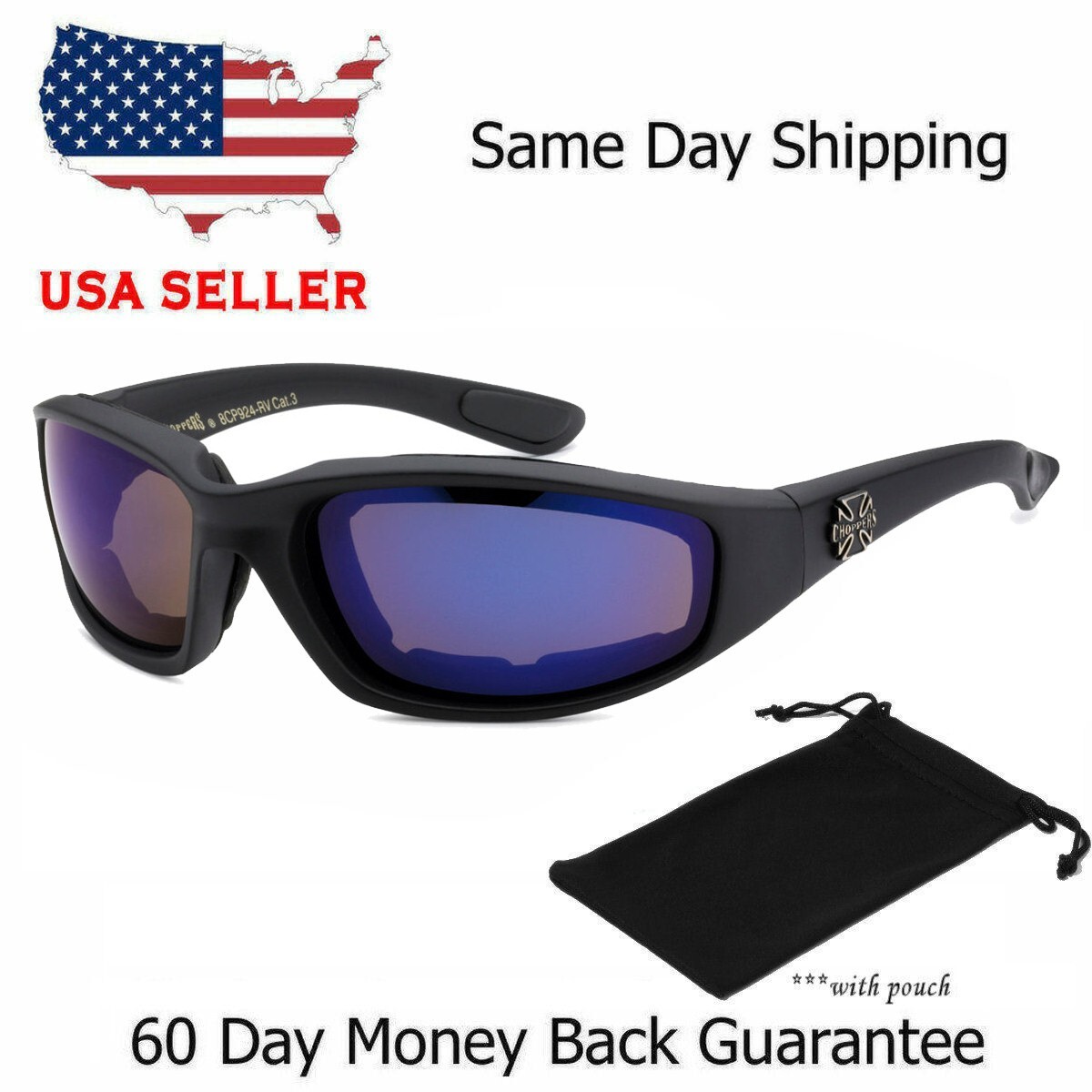 1/3 Pair Motorcycle Sports Biker Riding Glasses Padded Wind Resistant Sunglasses