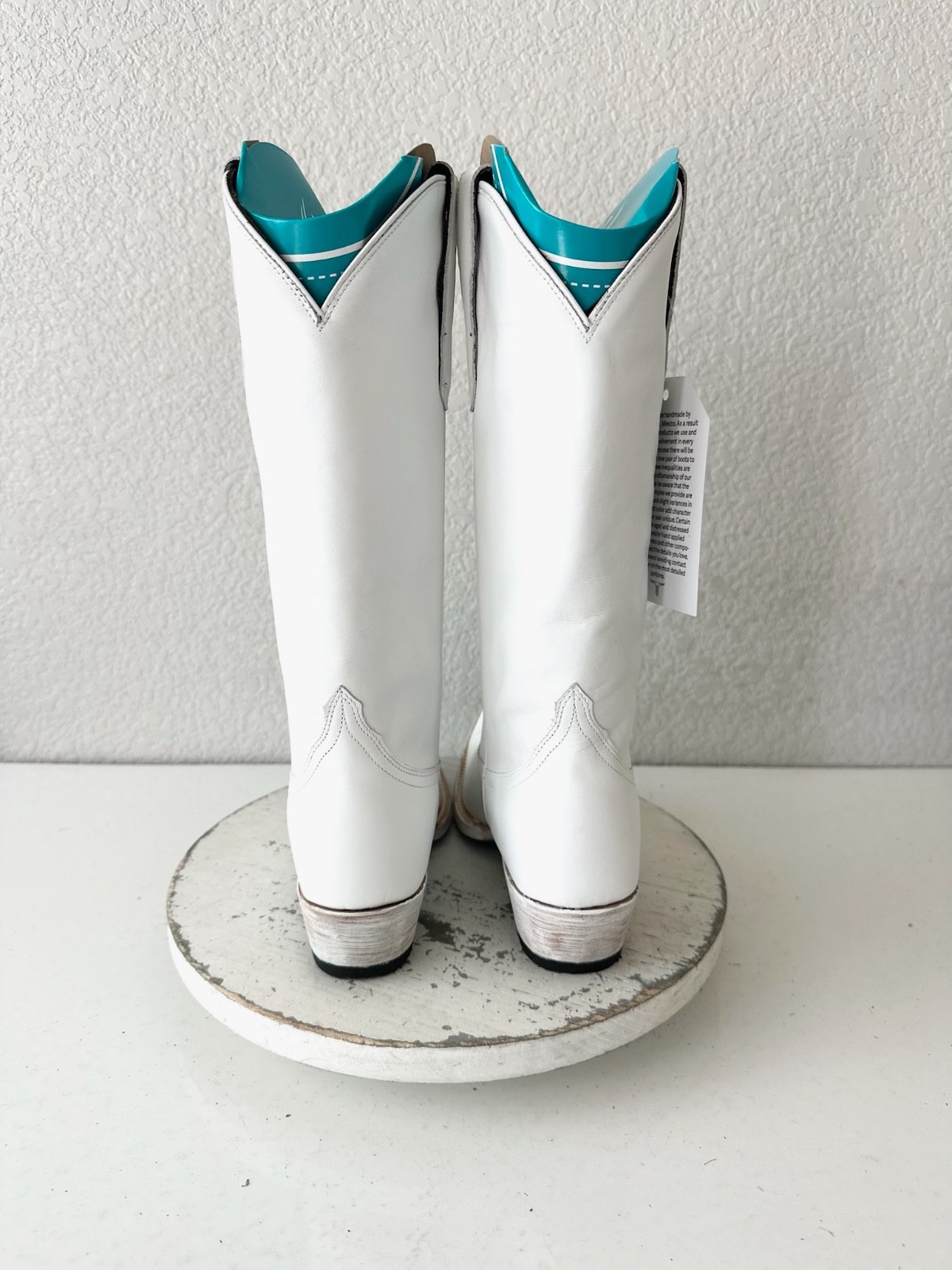 Lane EMMA JANE White Cowboy Boots Western Cowgirl Mid Calf Tall Snip Toe Sz 7.5