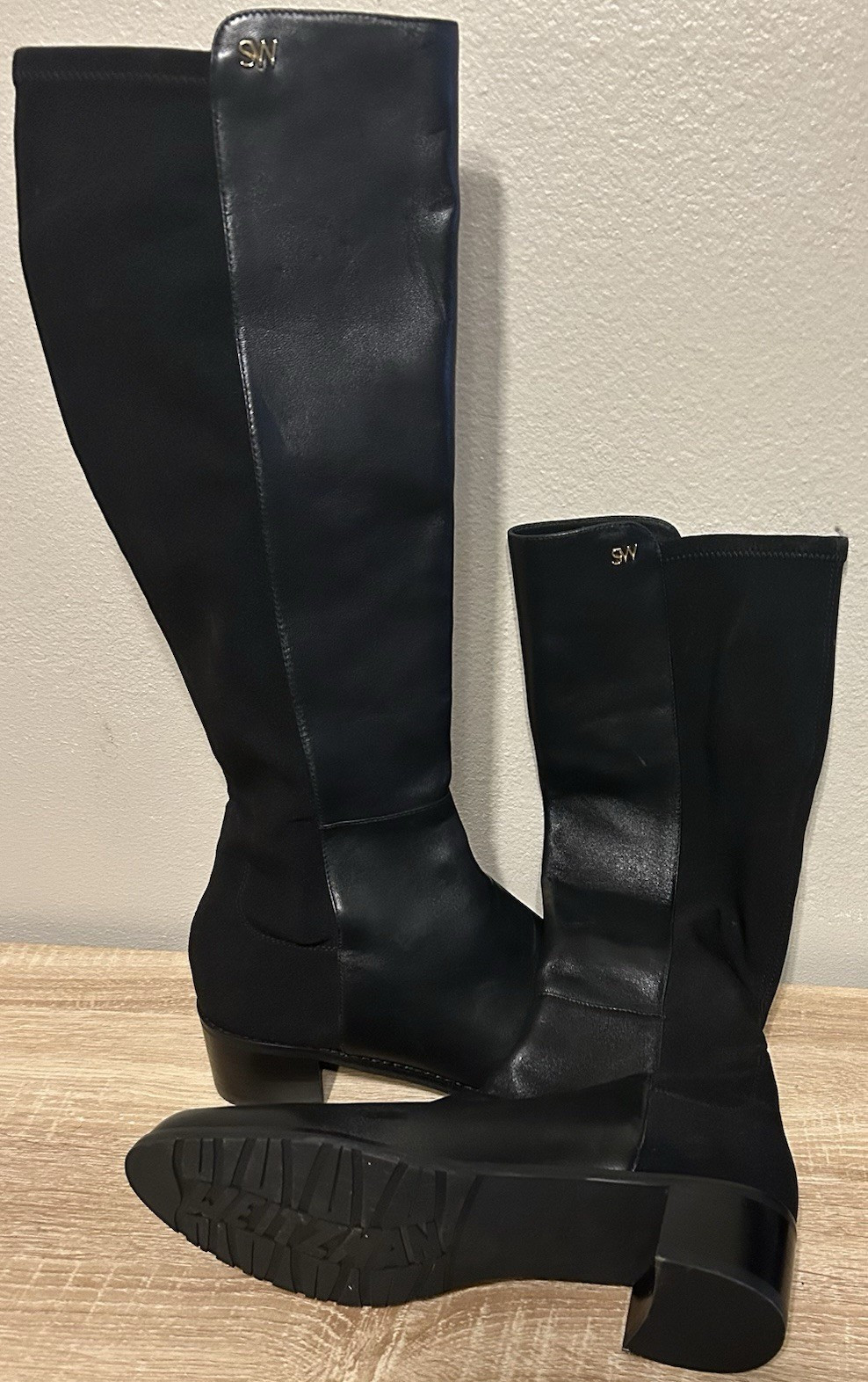Stuart Weitzman Women’s Black Leather Knee High Riding Boots US 8.5 Logo