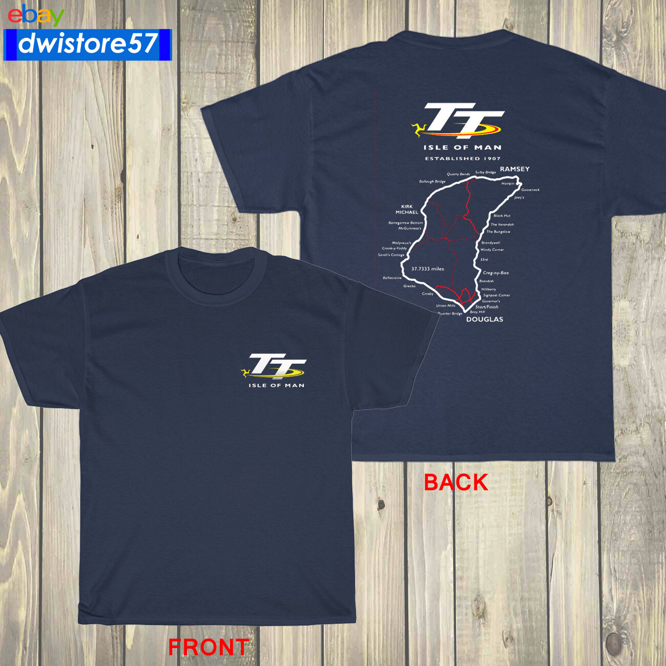 New Isle of Man TT Racing Track Map Island Logo Many Color Unisex T-Shirt S-5XL