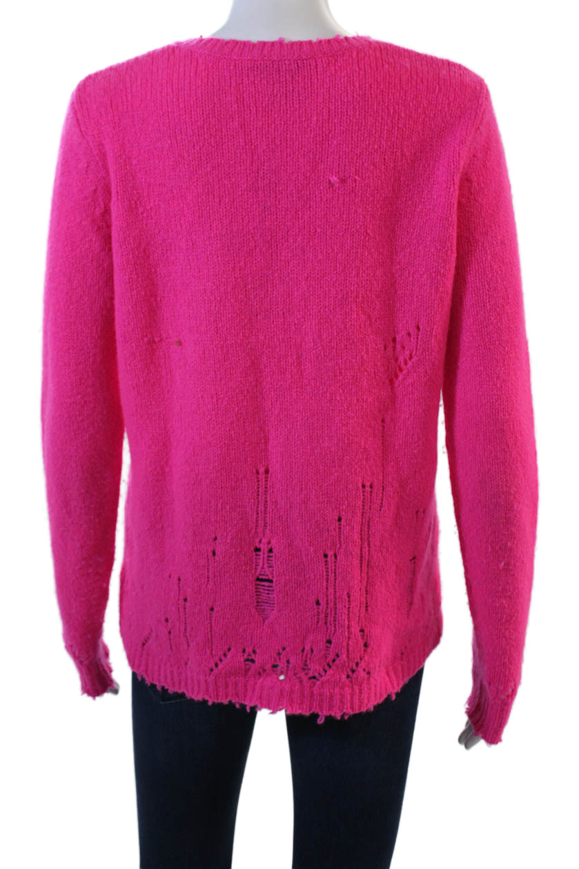 Autumn Cashmere Unisex Pullover Sweater Pink Crew Neck 100% Cashmere Size S