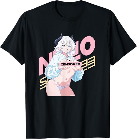 Anime Waifu Girl Horns Graphic T-Shirt Japanese Retro Fan Tee