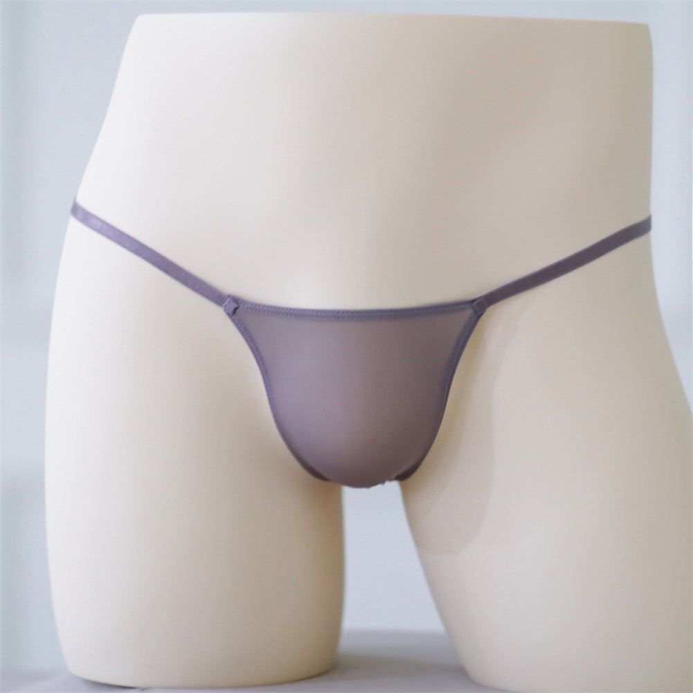Sexy Mens T-Back G-string Thong Bikini Underwear Sheer Pouch Ice Silk Thongs
