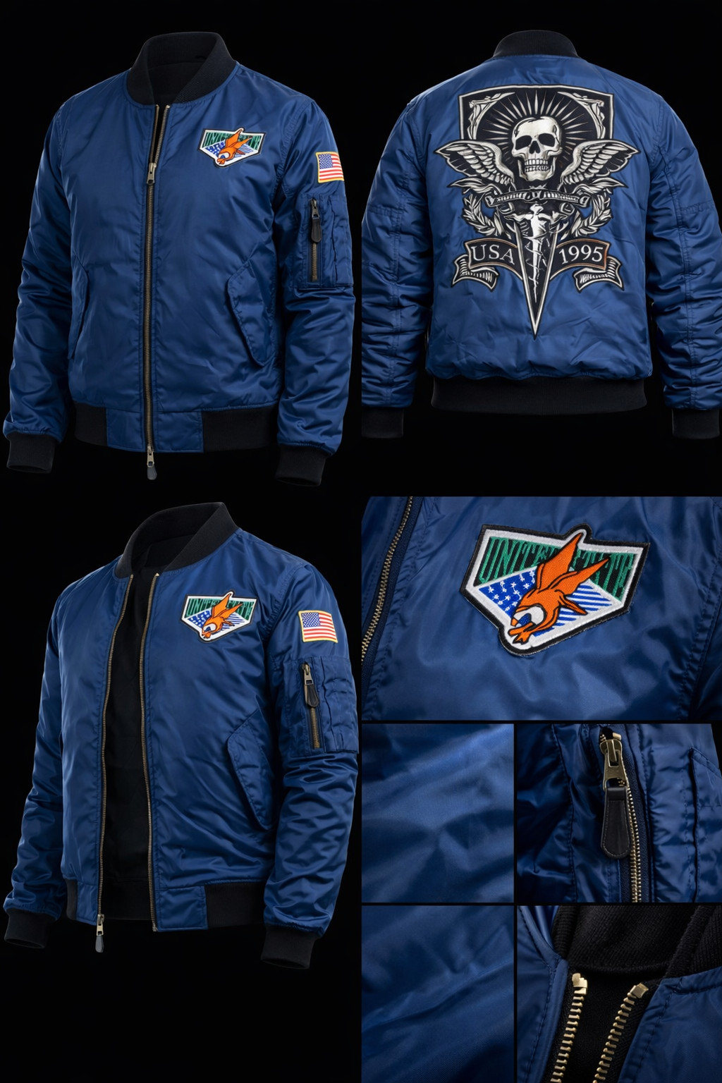 Resident Evil 4 Inspired Blue Bomber Jacket Leon Scott Kennedy Cosplay Costume