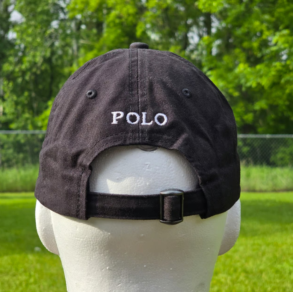 Polo Ralph Lauren Men’s One Size Cotton Chino Adjustable Ball Cap Black White