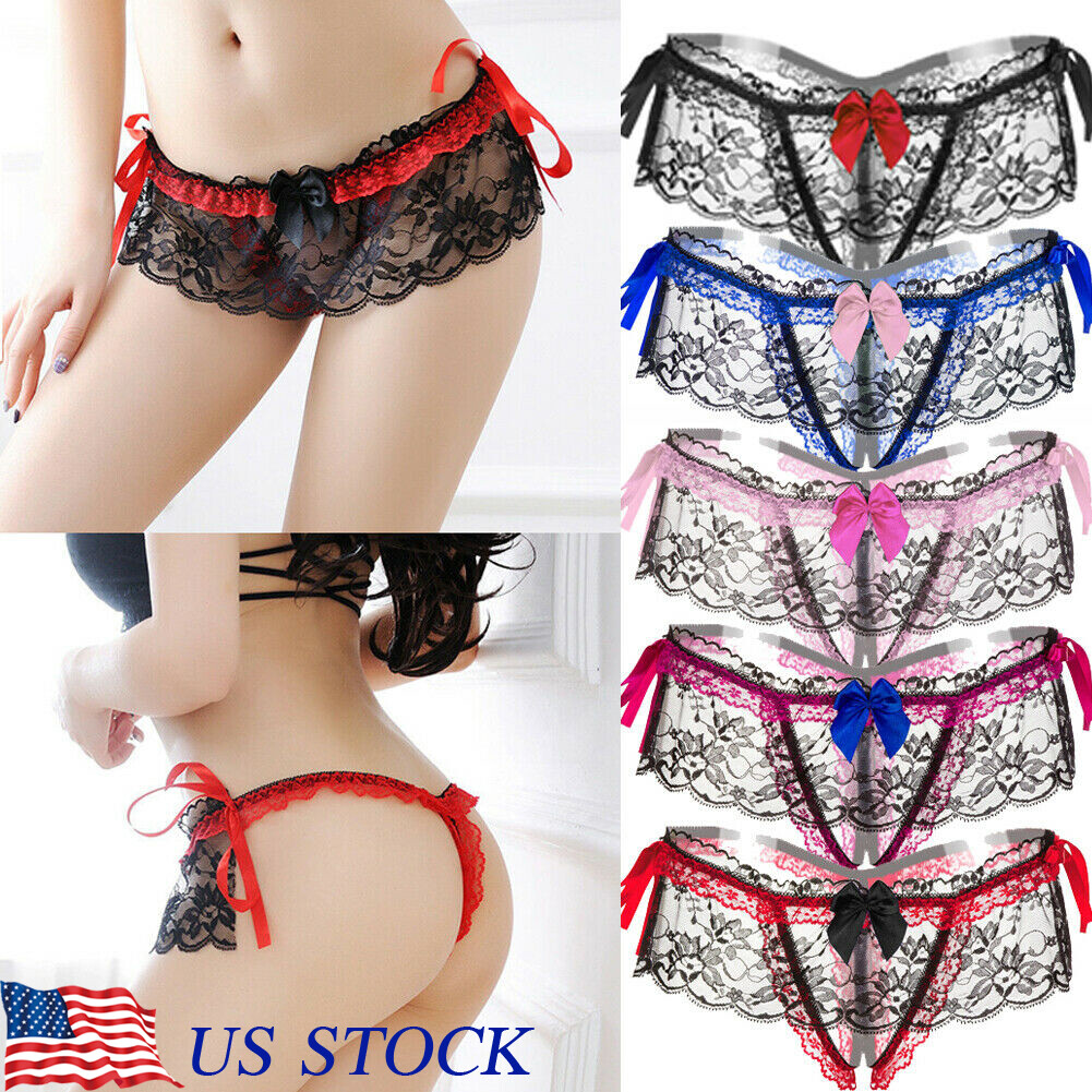 ☆USA☆ Sexy Women Lace Thong G-string Panties Lingerie Underwear Crotchles T-back