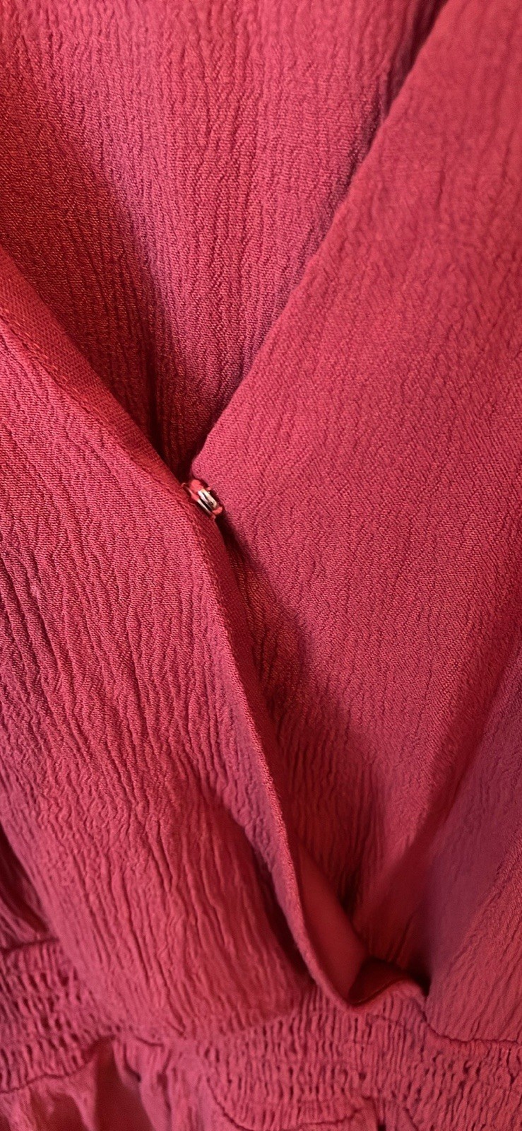 Altar’d State Women’s XL Burgundy Solid V-Neck Long Sleeve Ruffle Dress