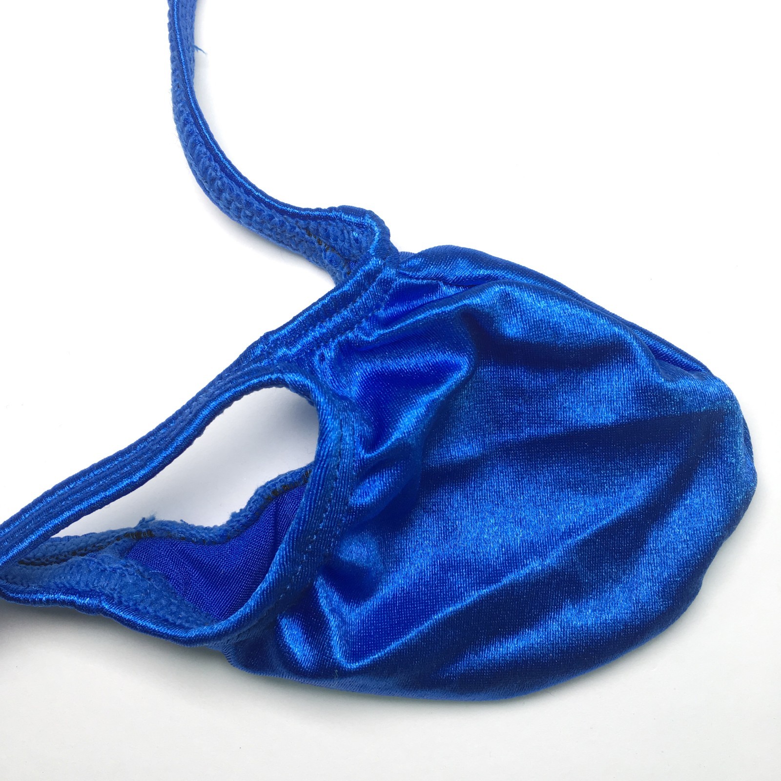 K403Y K403 Mens Shiny Satin Knit Grape Smugglers String Thong Contoured Pouch