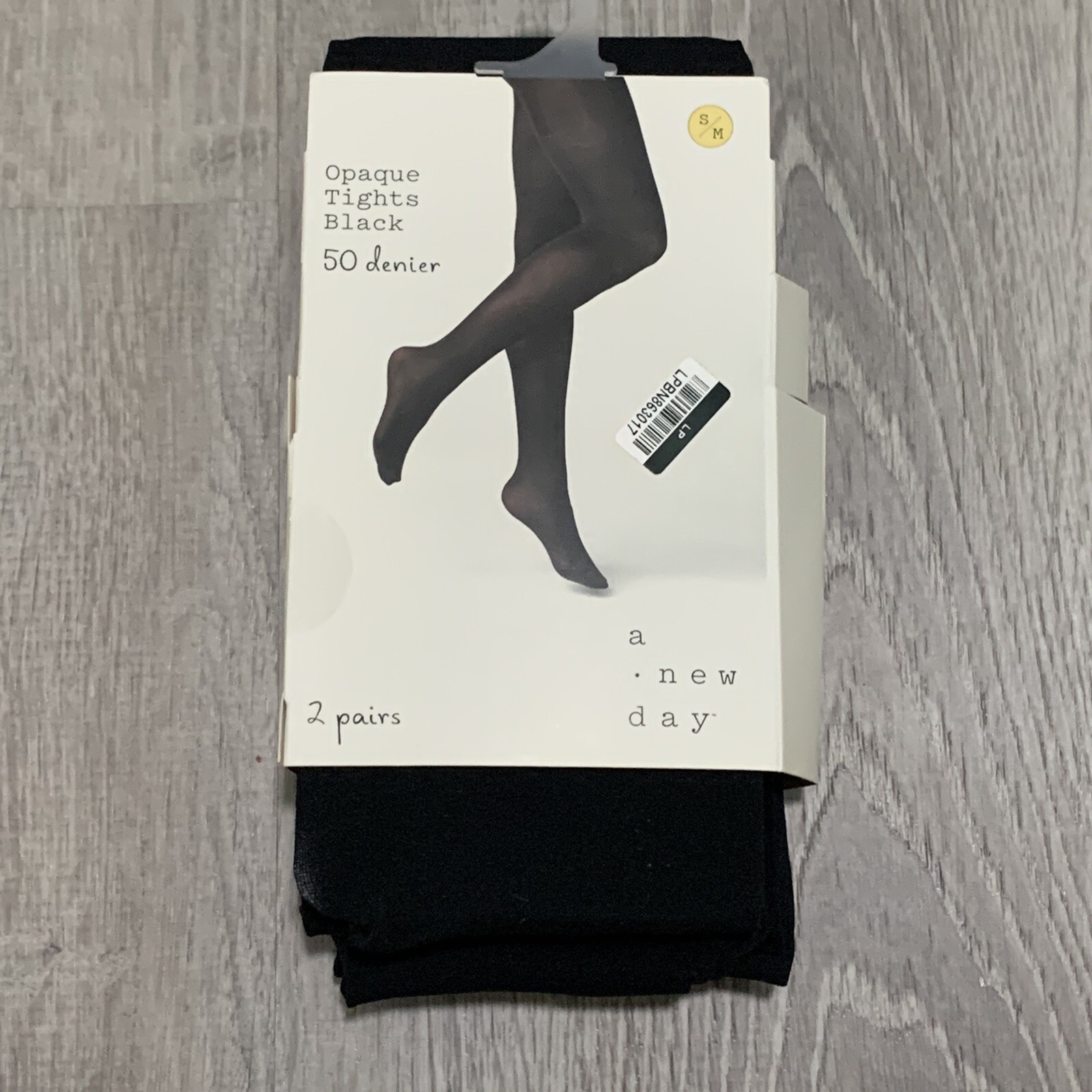 A New Day Tights sz S/M Black Opaque 50 Denier Two Pairs Career Casual NEW