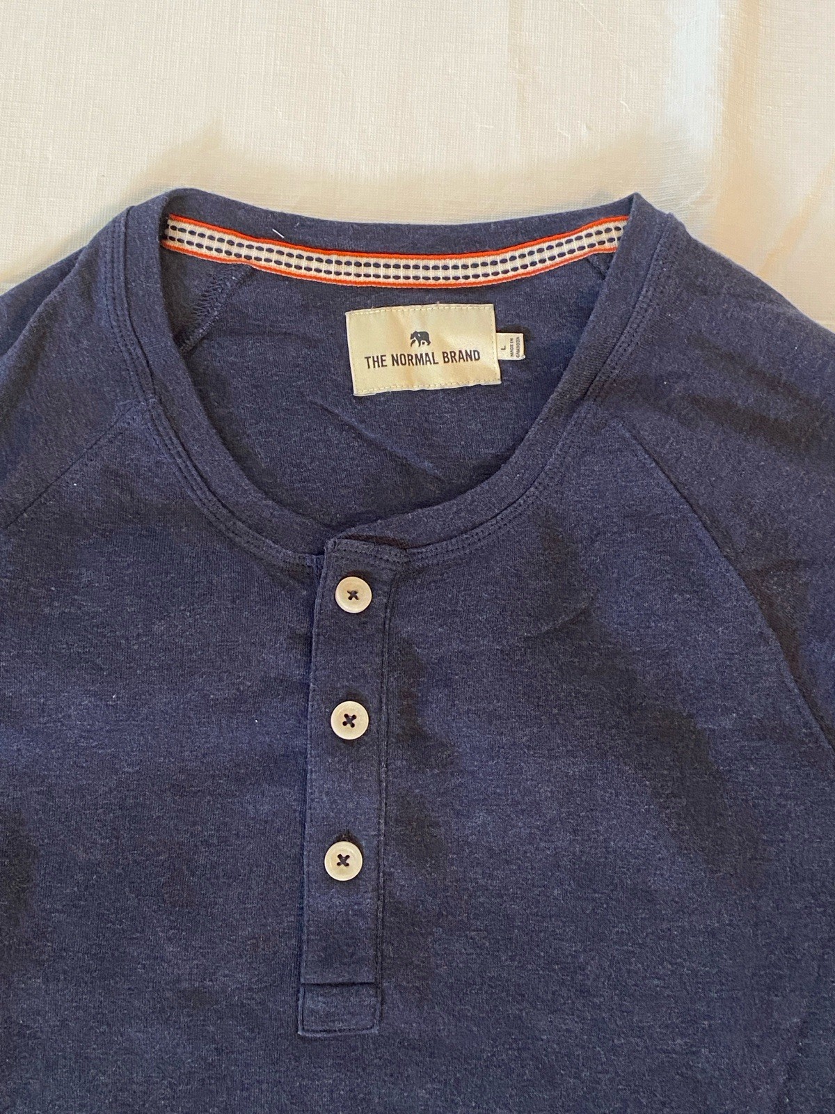 The Normal Brand Men’s Quarter Button Henley Long Sleeve Shirt Blue Large