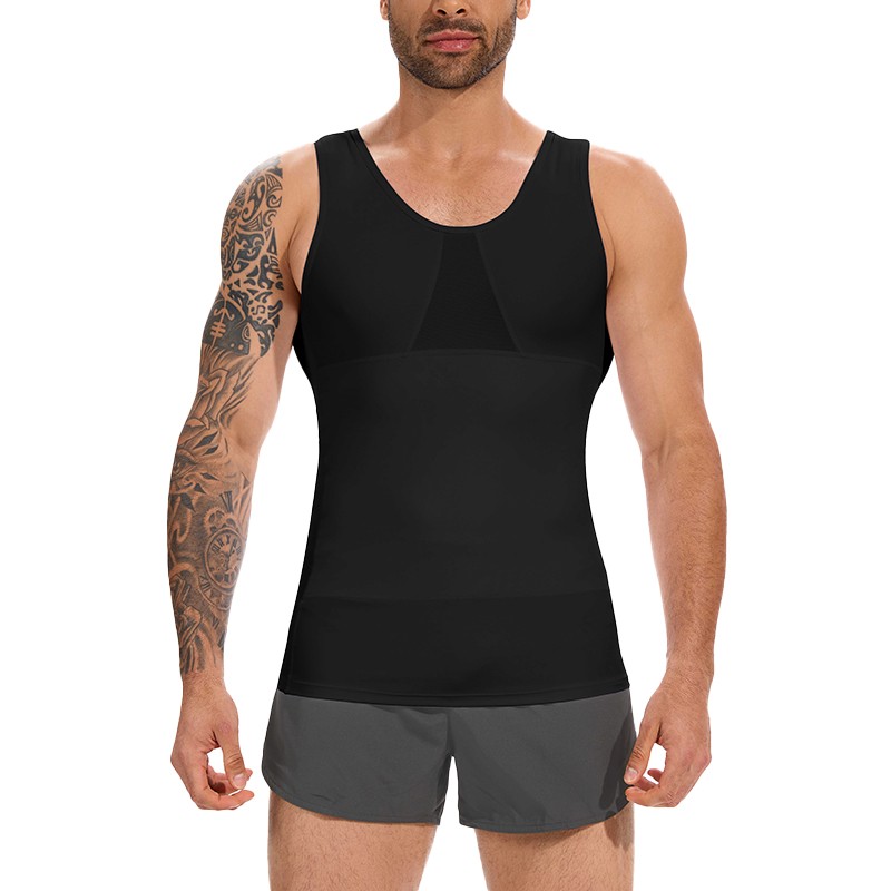 Mens Body Shaper Gynecomastia Compression T-Shirt Slimming Belly Chest Tank Top