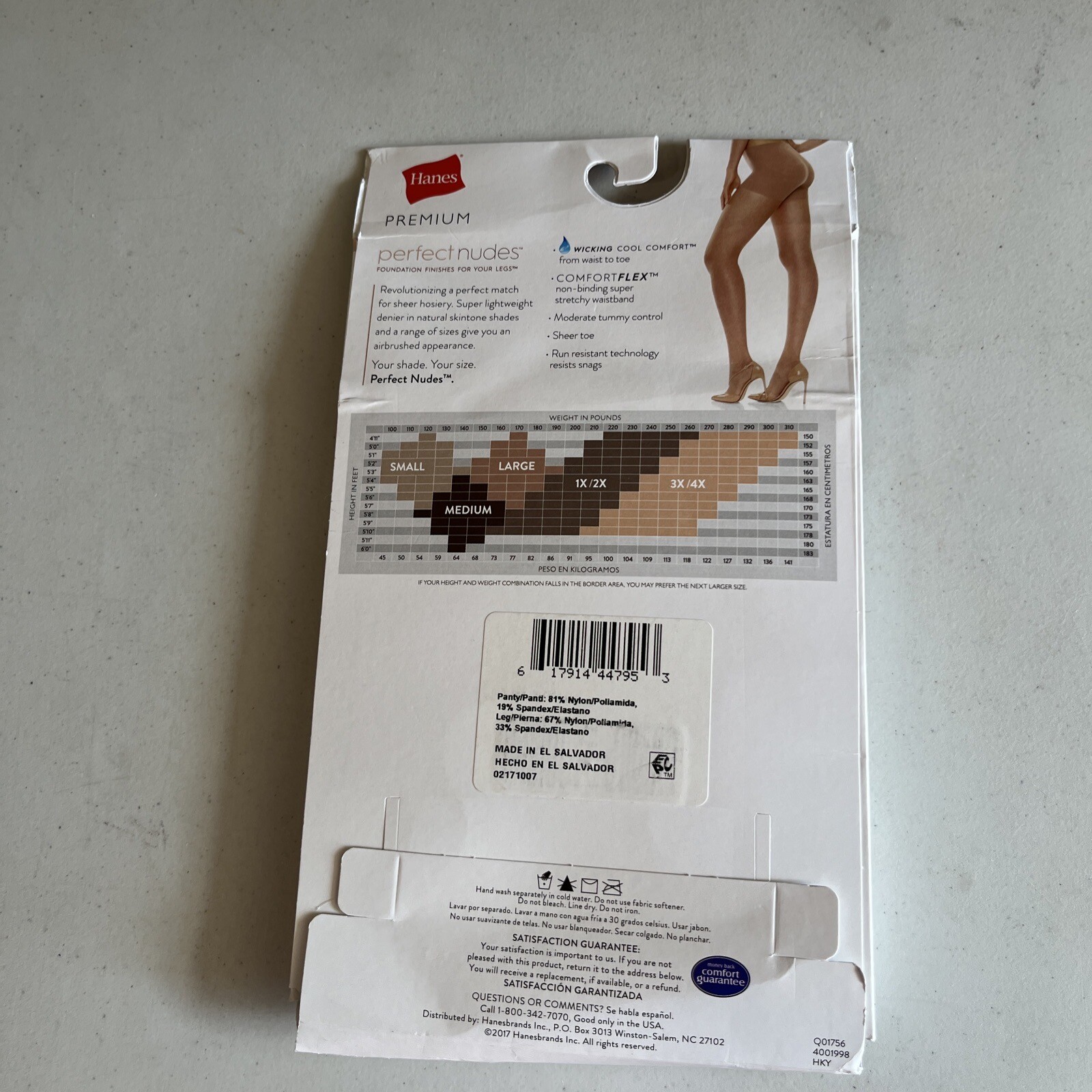 Hanes Premium Perfect Nudes Pantyhose w/Tummy Control Caramel Size Large NIP