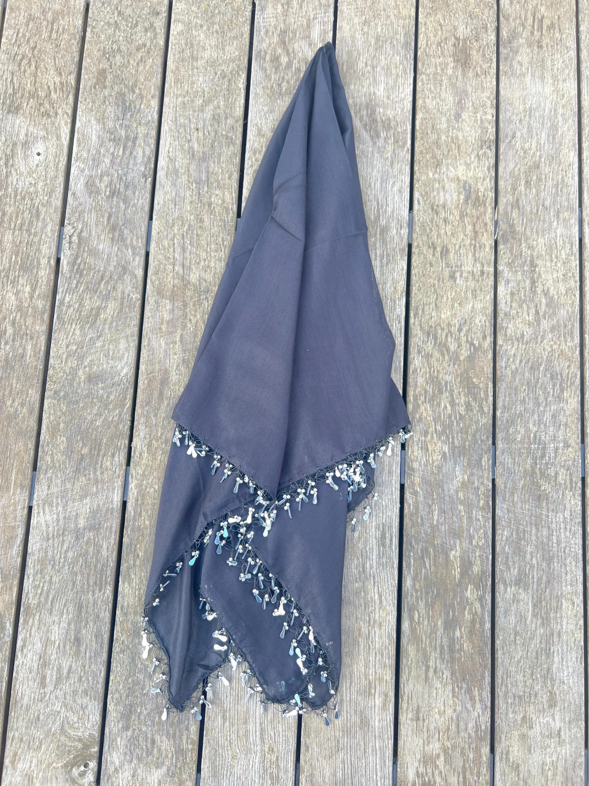Handmade Black Turkish Crochet Edge Yazma Headscarf Cotton Unique Boho Vintage