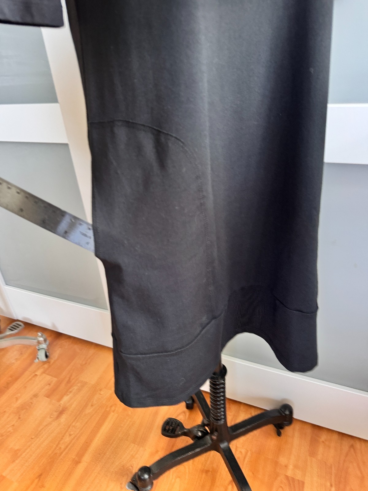 Susana Monaco Tunic Dress M pockets 3/4 Sleeve Minimalist Modern Knit Black
