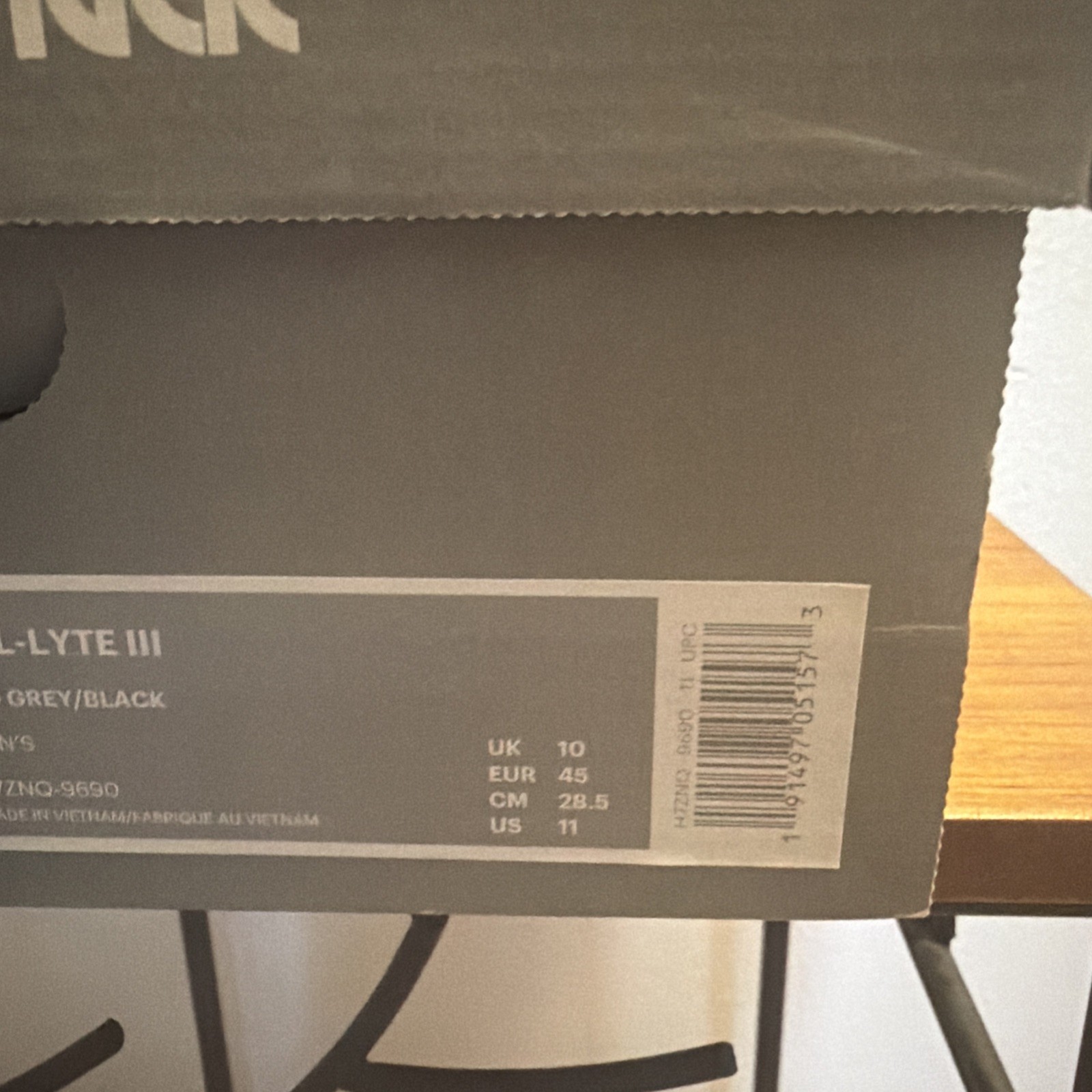 asics tiger gel lyte iii Midgrey/Black Size 11 BRAND NEW (Discount)