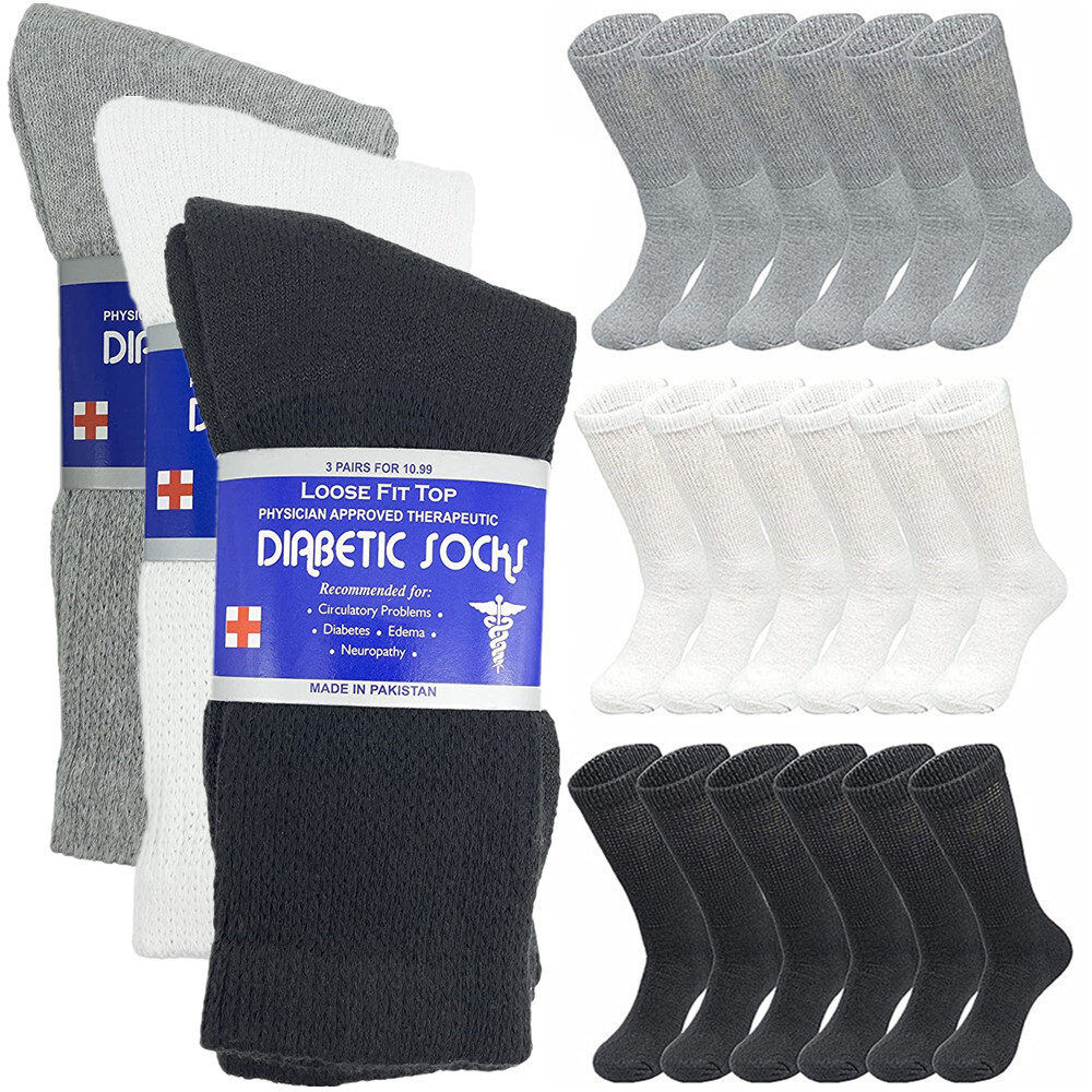 3-12 Pairs For Mens Womens Circulatory Diabetic Health Crew Ankle Cotton Socks