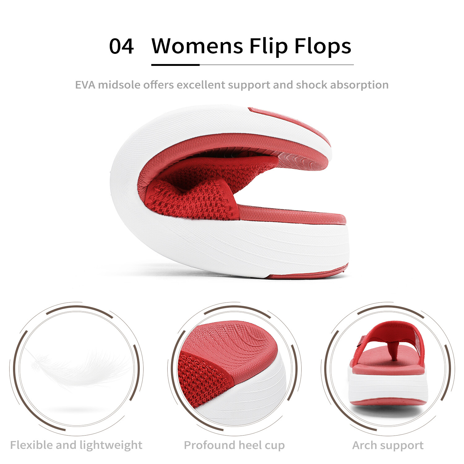 Women Flip Flops Arch Support Soft Cushion Summer Beach Walking Thong Sandals