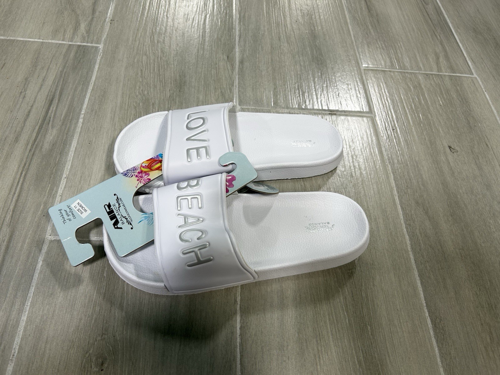 Air Balance Women’s White Slide Sandals US 7 -11Synthetic Upper Logo