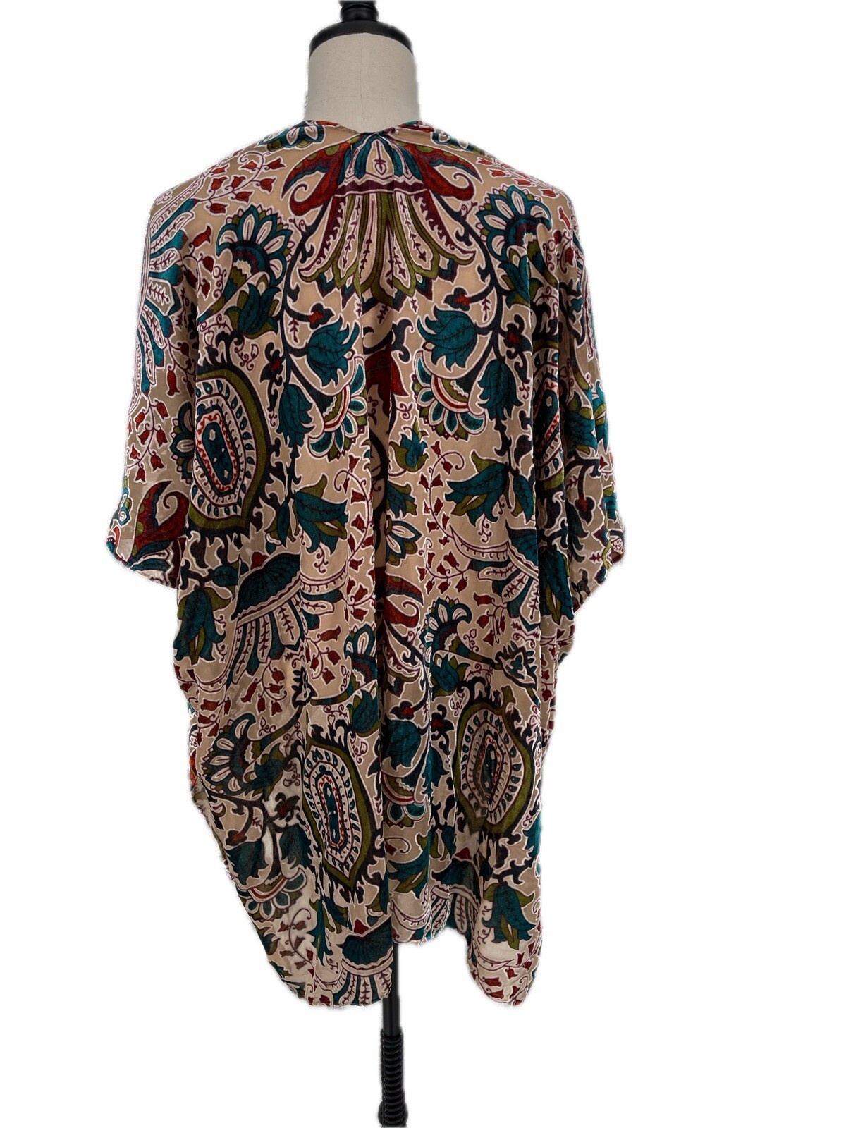 Sterling & Stitch Womens Jewel Tone Paisley Velvet Burnout Kimono Boho OS