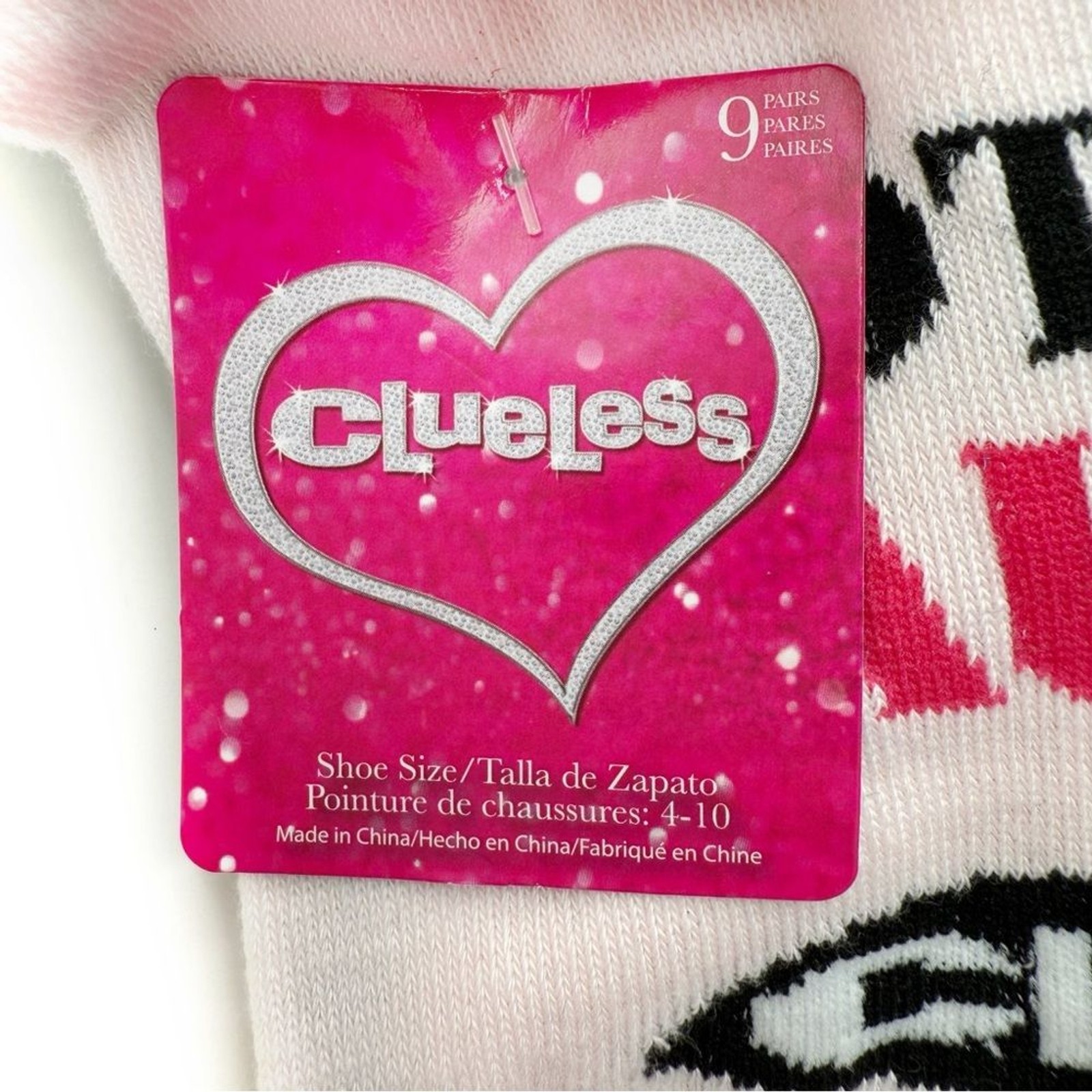 Clueless Movie Womens No Show Socks Pink Gray 90s As If Whatever Totally Cher