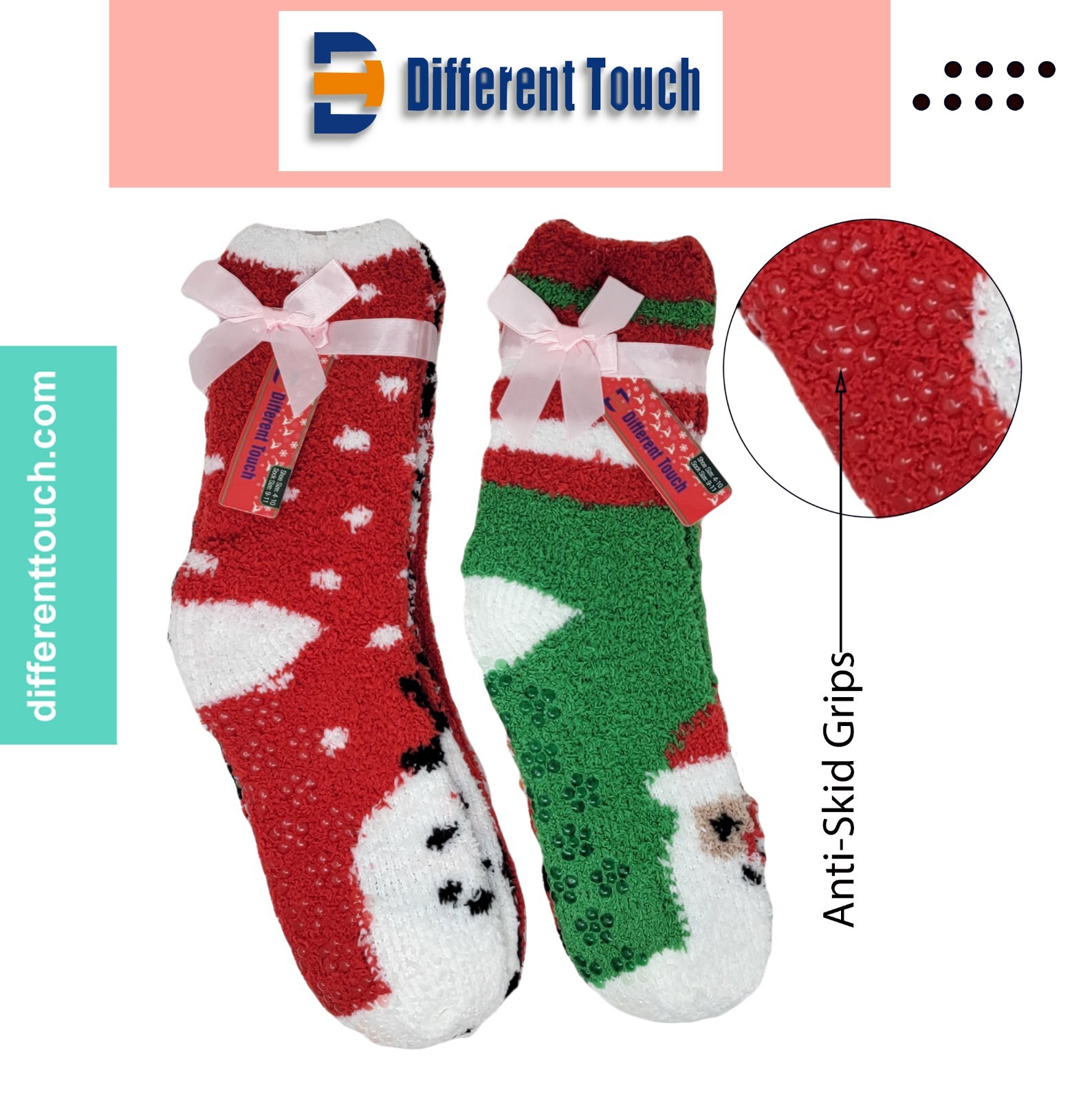 6 Pairs Non-slip Christmas X-Mass Hospital Socks Cozy Fuzzy Slipper Grip Socks
