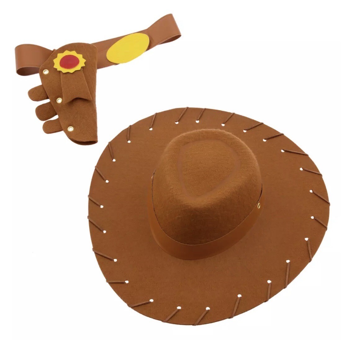 Disney Store Boys Woody Costume Accessory Set Hat Holster Belt Toy Story NEW