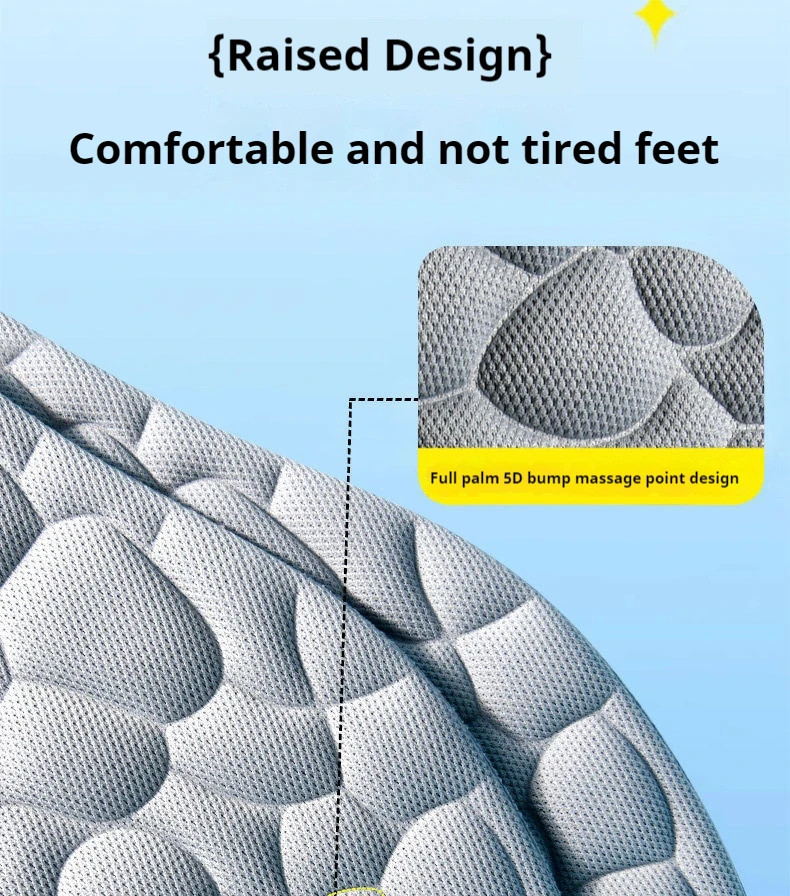 5D Insoles for Shoes Men Outdoor Running Sports Insole Feet Memory foam Shock Ab