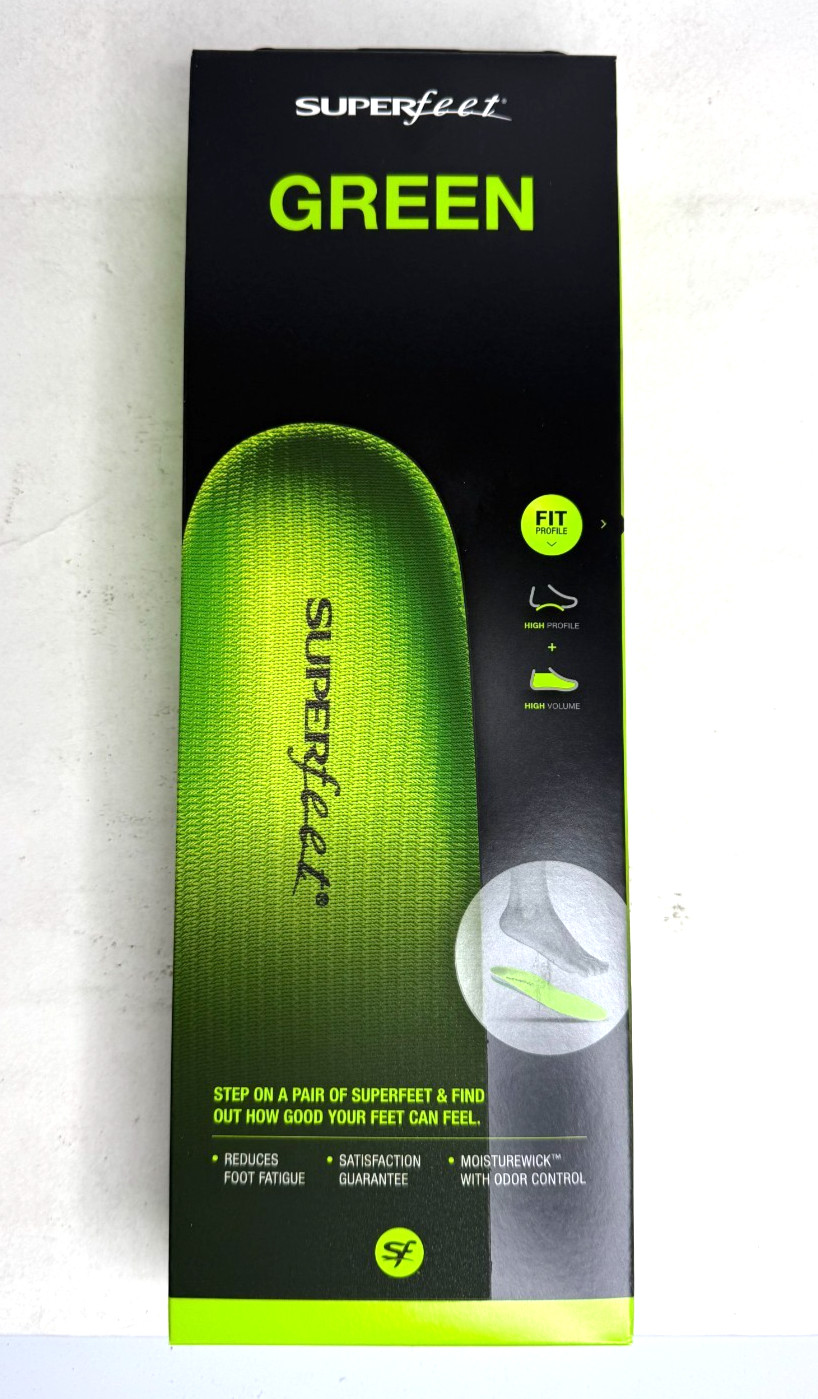 Superfeet Green Insoles, Professional-Grade High Arch Orthotic Insert Size C