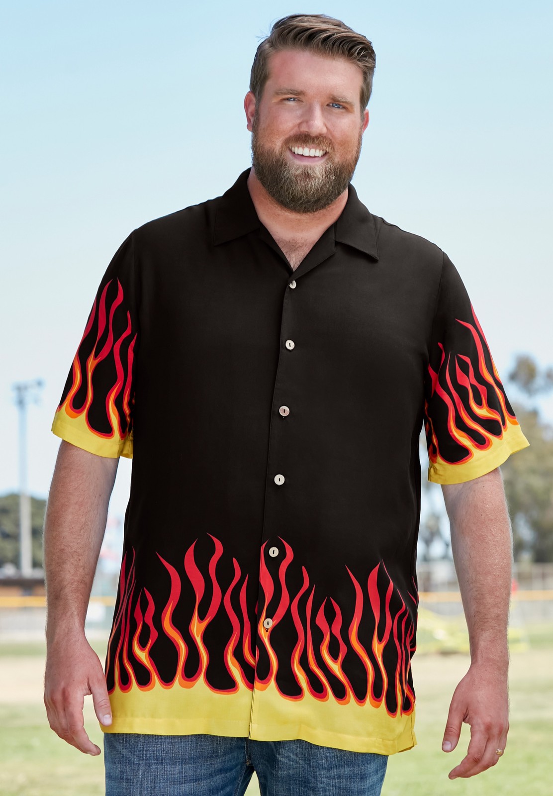 KingSize Printed Rayon Short-Sleeve Shirt