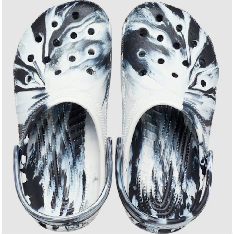 Crocs Classic Clogs Kids 13 Black White Marbled Slip On Water Shoes