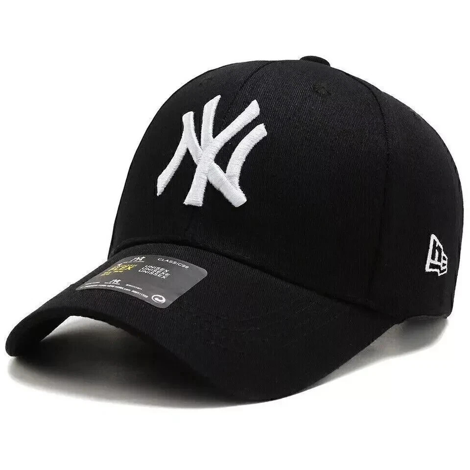 Snapback Cap Cotton Unisex Baseball Hat Adjustable Flat Brim Black Streetwear