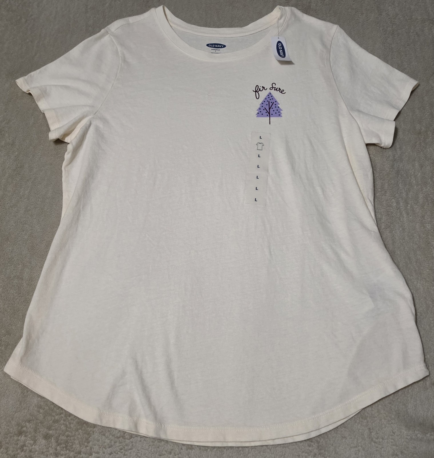 Old Navy Everywhere Fir Sure Graphic T-Shirt Size Large Off White Short Sleeve
