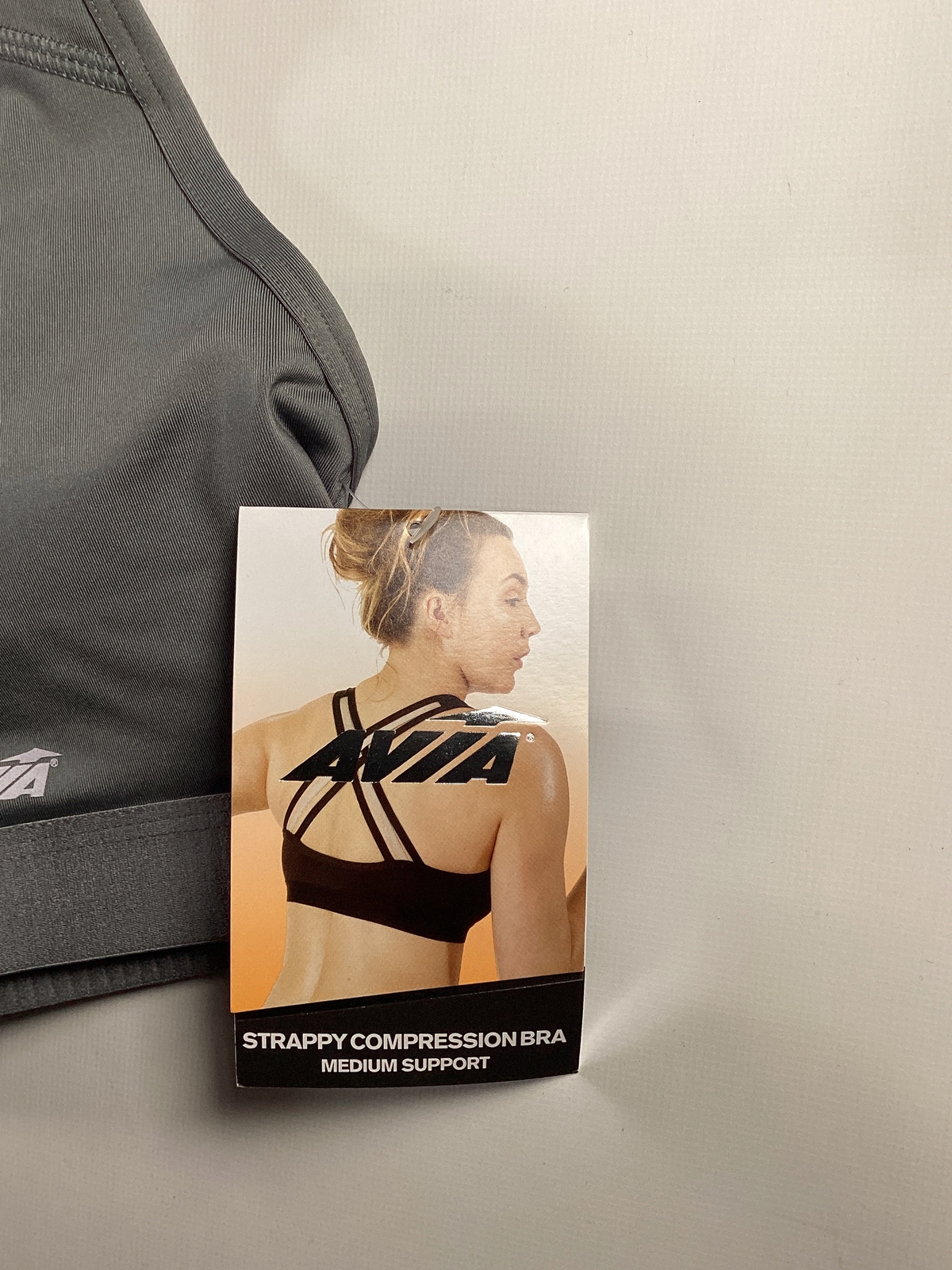 Womens Avia Gray Compression Strappy Sports Bra Small NEW