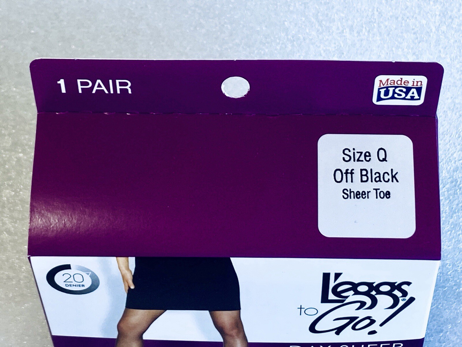 Lot Of 36 New – L’eggs to Go! Day Sheer Pantyhose – Size Q – Off Black Sheer Toe