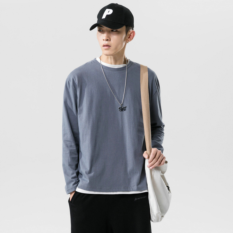 New Men’s Solid Color T-shirt Pure Cotton Top Inside A Student Leggings
